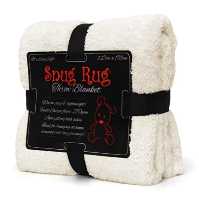 Afbeelding van Snug Rug Sherpa Fleece deken Plaid Woondeken Plaids Dekens Creme Wit dekentje