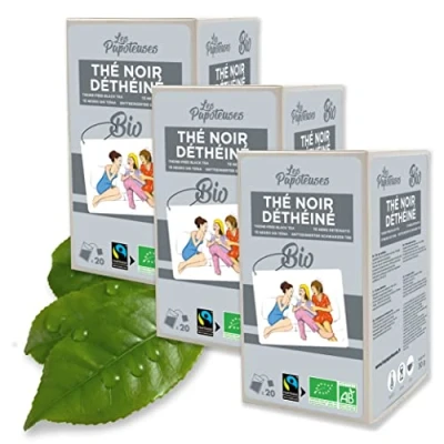 Afbeelding van LES PAPOTEUSES Biologische zwarte thee uit China 60 zakjes Biologisch &amp; Fair Trade gecertificeerd Set van 3 dozen met elk 20 theebladeren