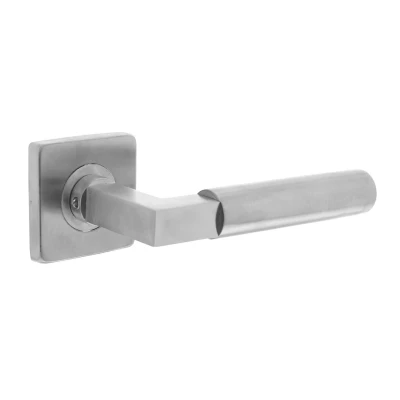 Afbeelding van Intersteel Deurklink RVS 0378 Bau Stil op rozet vierkant staal met 7 mm nok