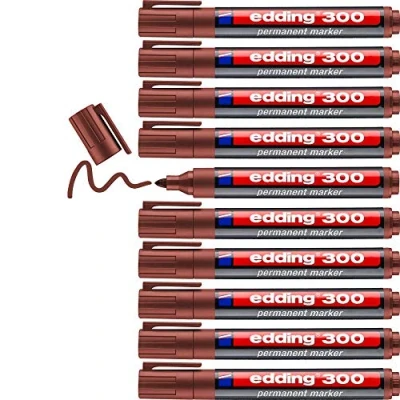 Afbeelding van Permanente markeerstift Edding 300 Bruin (10 Stuks)
