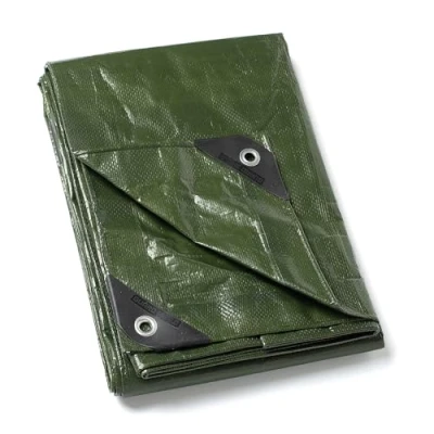 Afbeelding van GUARD SHIELD Dekzeil met ingestanste ringen, waterdicht, 3 x 6 m, groen, multifunctioneel, polyester, 120 g/m², beschermend zeil, multifunctioneel scheurvast en gestabiliseerd