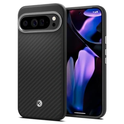 Afbeelding van Spigen Enzo Aramid Hoesje Geschikt voor Google Pixel 9 Pro XL Aramide Back Cover Compatibel met MagSafe Militaire Standaard Matte Zwart