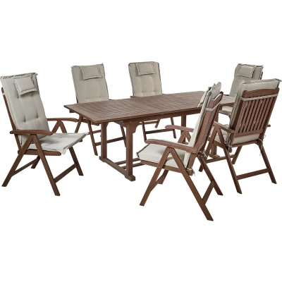 Afbeelding van AMANTEA Tuinset voor 6 Donkere houtkleur/Taupe Acaciahout