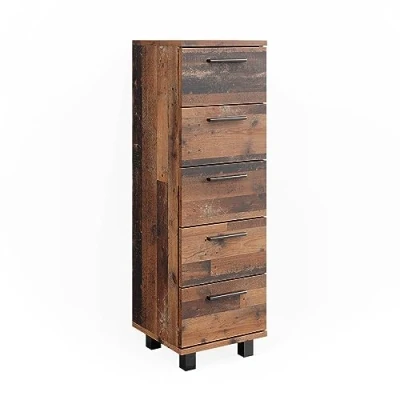 Afbeelding van Vicco Halfhoge kast Ilias, Eiken rustiek, 30 x 95 cm met 5 laden