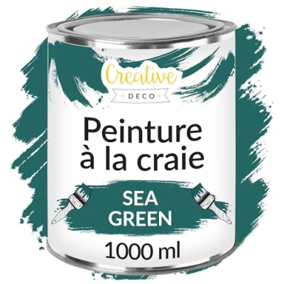 Afbeelding van Creative Deco 1000 ml Zeegroen Krijt Verf Mat en Wasbaar Perfect voor Renovatie, Decoratie Decoupage van Meubels Egen Gradient Effect Mogelijk