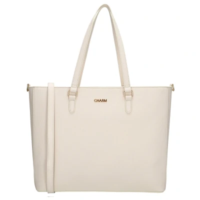 Afbeelding van Charm London Birmingham Hand &amp; Schoudertas Shopper 15,6 inch Laptopvak Ideale School Werk Business Tas Tote Bag Crème