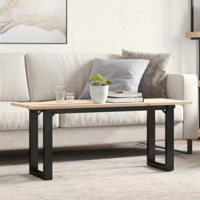 Afbeelding van vidaXL Salontafel O frame 110x40x45 cm massief grenenhout en gietijzer