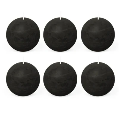 Afbeelding van Spaas Rustieke bolkaars 80 mm zwart 6ST