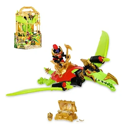 Afbeelding van Treasure X Pterodactylo Dino Dissection, een groene disosaurus van 15 cm om te ontleden, in kooi met pop en accessoires, verrassing binnenin 8 verschillende schatten, beroemd