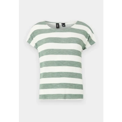 Afbeelding van Vero Moda Vmwide Stripe S/L GA NOOS Tshirt print, Dames, Maat: XL, Laurel wreath/snow white