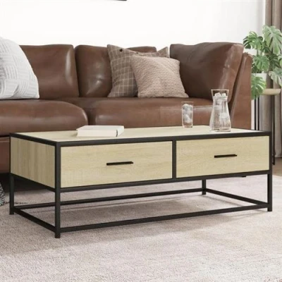 Image de vidaXL Table basse chêne sonoma 100x50x35cm bois d&#039;ingénierie et métal848780