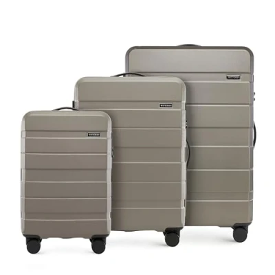 Afbeelding van WITTCHEN COMODO Line Handbagagekoffer van ABS, telescopische handgreep, TSA slot, 4 dubbele wielen, goudkleurig, kofferset 3 delig, koffers, Goud, Set koffers