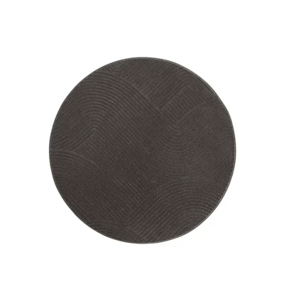 Afbeelding van Rond Zacht Vloerkleed Fuzz Waves Antraciet 120 Cm