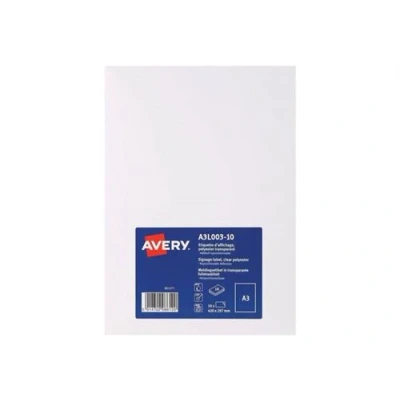 Image de Avery Adhésif amovible clair A3 (297 x 420 mm) 10 étiquette(s) étiquettes de signalisation