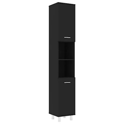 Afbeelding van vidaXL Badkamerkast, zwart, 30 x 179 cm, bewerkt hout