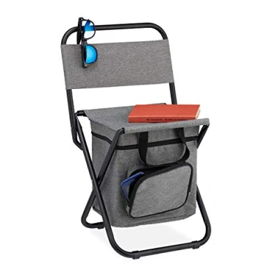 Afbeelding van Relaxdays campingkruk met leuning inklapbaar krukje kampeerkruk campingstoel compact