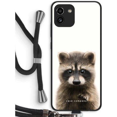 Afbeelding van Case Company® hoesje met Koord geschikt voor Samsung Galaxy A03 Rocco Telefoonhoesje Zwart Bescherming aan alle Kanten en Over de Schermrand