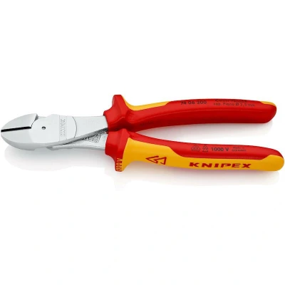 Image de KNIPEX 74 06 200 pince coupante isolée avec poignées multi composants, testée VDE, chromée mm
