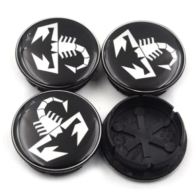 Afbeelding van DYQCD Set van 4 wieldoppen voor Abarth 56.50 aluminium velgen duurzame legering, 56,5 mm, zwart Style (A)