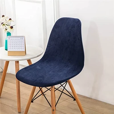 Afbeelding van Highdi Set van 1/2/4/6 Fluwelen Scandinavische stoelhoezen, Effen kleur hoezen voor eetkamerstoelen, stoelen zonder leuning de keuken, woonkamer, kantoor (marineblauw, 6 stuks)