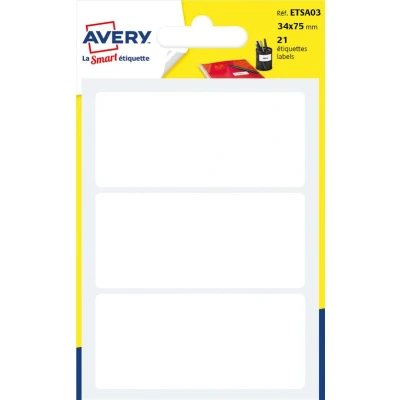 Image de Sachet de 21 étiquettes Avery Blanc