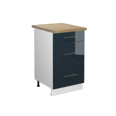 Afbeelding van Vicco Keukenkasten Fame Line, Donkerblauw hoogglans/Wit, 50 cm , AP Goldkraft