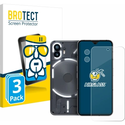 Afbeelding van BROTECT Screenprotector voor Nothing Phone (2) (Voor+Camera) Folie Beschermfolie Beschermglas transparant (3 Stuks)