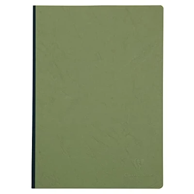 Afbeelding van Clairefontaine 791423C Collection Age Bag Notitieboek, genaaid, achterkant van linnen, Groen, A4, 21x 29,7cm, 192 pagina&#039;s, kleine ruiten, wit papier, 90g, omslag met glanskaart, ledernerf