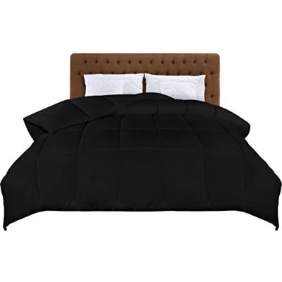 Afbeelding van Utopia Bedding Lichtgewicht dekbed, gewatteerd dekbed met polyester vulling, zacht hoeklabels, alternatief vierkant genaaid, 220 x 260 cm (zwart)