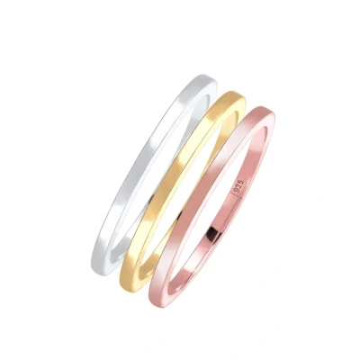 Afbeelding van Elli 3ER SET Ring, Dames, Maat: 54, Gold