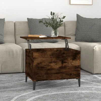 Afbeelding van Salontafel 60x44,5x45 cm bewerkt hout gerookt eikenkleurig