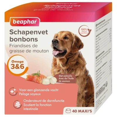 Afbeelding van 6x Beaphar Schapenvet Bonbons Zalm 245 gr