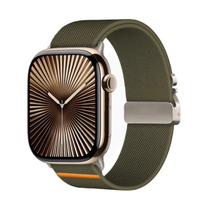 Afbeelding van By Qubix Nylon bandje met Parachute sluiting Donkergroen Geschikt voor Apple watch 38mm 40mm 41mm 42mm Compatible