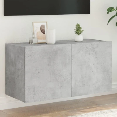 Afbeelding van Tv wandmeubel met LED verlichting 80x35x41 cm betongrijs