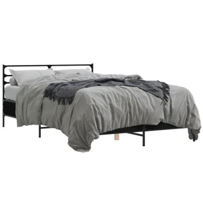 Afbeelding van vidaXL Bedframe bewerkt hout metaal zwart 120x190 cm