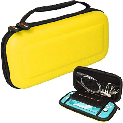 Afbeelding van TECHGEAR Switch Lite beschermhoes beschermhoes, transporttas, harde compatibel met Nintendo Lite, 8 sleuven voor speelkaarten + accessoires [geel]