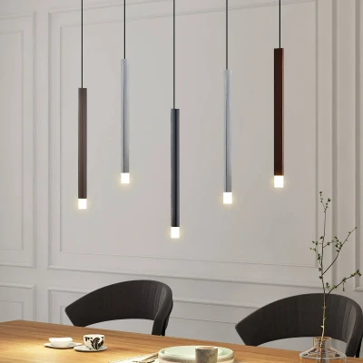 Afbeelding van Lucande Hanglampen met dimmer 5lichts aluminium, ijzer, acryl H: 40 cm zwart, alu, koffiebruin Inclusief lichtbronnen