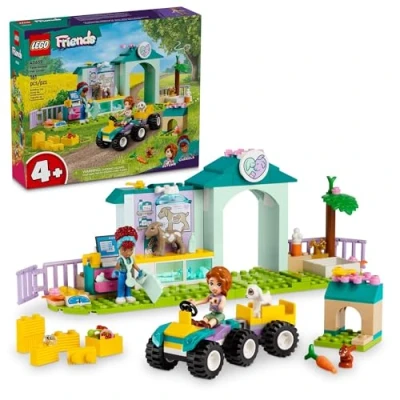 Afbeelding van LEGO Friends 42632 Dierenkliniekspeelgoed voor boerderijdieren, cadeau meisjes en jongens vanaf 4 jaar, bevat 2 mini poppenfiguren 3 dieren, speelgoed boerderijdieren