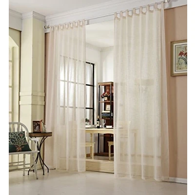 Afbeelding van WOLTU® VH5864sd Gordijn, decoratie voor ramen, ophanging met lussen, 140 x 225 cm, zandkleurig, 1 stuk