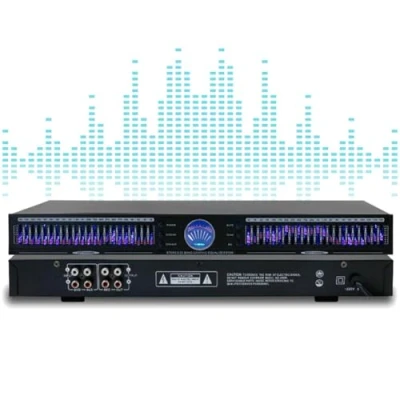 Afbeelding van 22 bands digitale audio equalizer, professionele grafische muziekspectrumanalyzer, stereo equalizer met 10 vooraf ingestelde effecten, automatische ruisonderdrukking