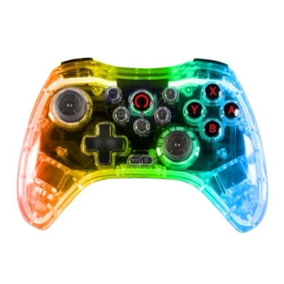 Image de Konix Manette sans fil Crystal Nintendo Switch, PC et PS4 Autonomie 10 h Bluetooth 5.0 EDR Fonction vibration Éclairage LED RVB