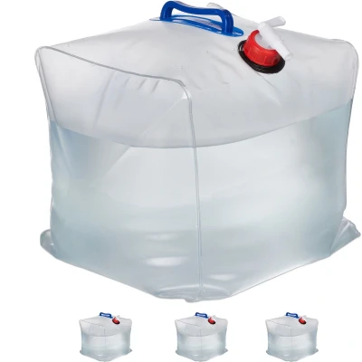 Afbeelding van Relaxdays opvouwbare jerrycan 20 liter set van 4 water met kraan camping
