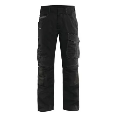 Image de Pantalon services stretch noir/gris foncé, boutons cachés