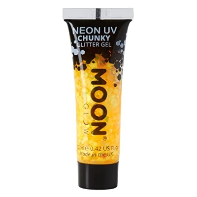 Afbeelding van Moon Glow Make up tube van gel, glinsterend, neon UV gouden chunky