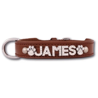 Afbeelding van Doxtasy Hondenhalsband met naam Medium Brown