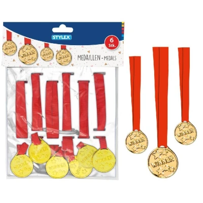 Afbeelding van Stylex Metalen Medailles Winner 6 Stuks Goud/Rood