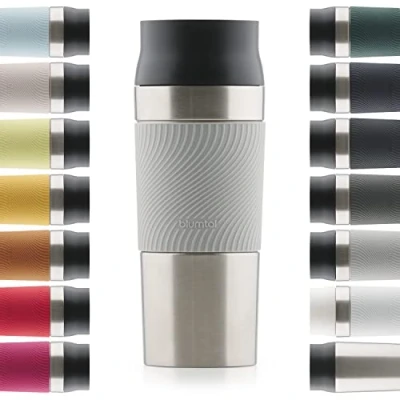 Afbeelding van Blumtal Thermosbeker Classic Lekvrij, BPA Vrij en Vaatwasserbestendig Hoge Kwaliteit Thermosfles met Quick Press Sluiting Travel Mug 350 ml Ultimate Grey Grijs