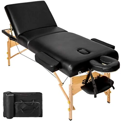 Afbeelding van tectake® Massagetafel behandeltafel portable/draagbaar matras 7,5 cm incl. draagtas zwart behandelbank opbergtas opvouwbaar