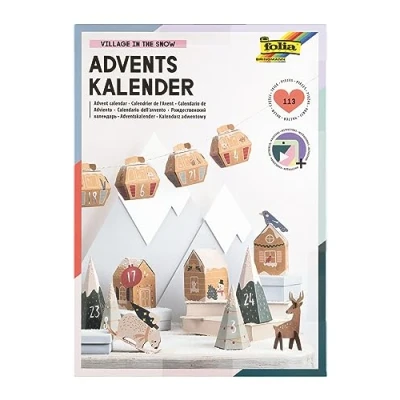Afbeelding van folia Adventskalender 9388 VILLAGE in THE SNOW knutselset 113 delig stad de sneeuw