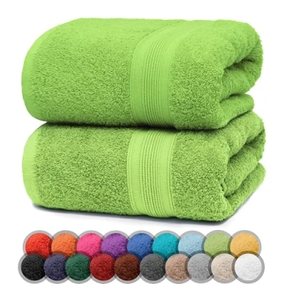 Afbeelding van NatureMark Douchehanddoek, 100% katoen, 70 x 140 cm, appelgroen, 2 stuks